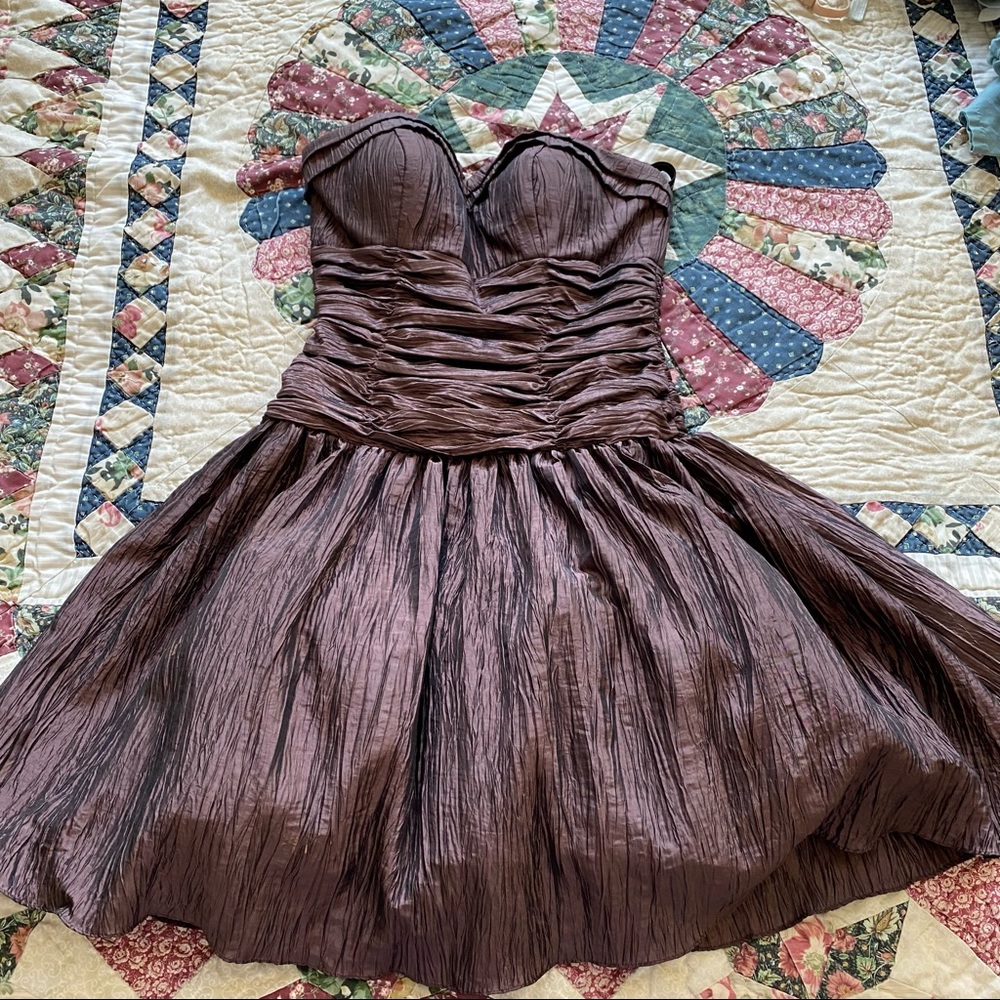Brown strapless dress